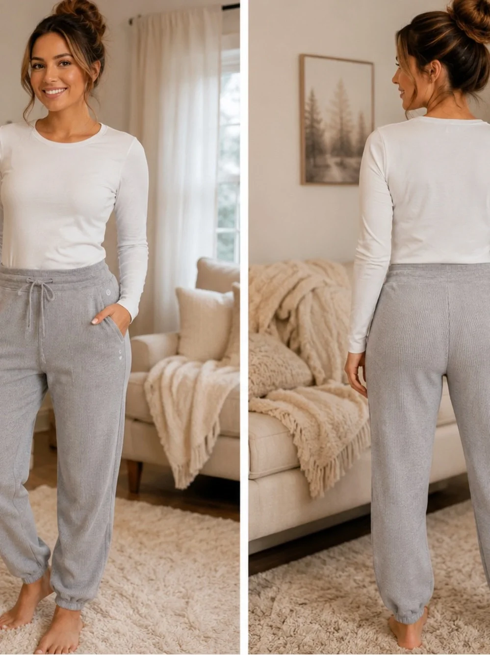 Gilly Hicks Cloud Knit Cozy Gray Joggers - Picture 1 of 5